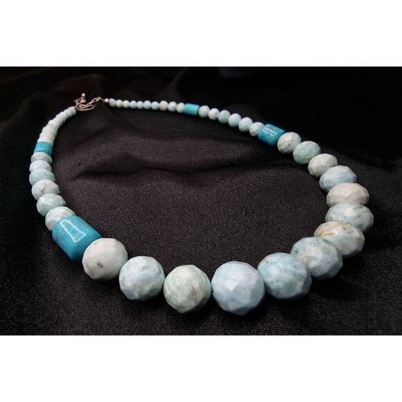 Rare Find Jay King Sterling Silver Larimar Beaded Necklace With Adjustable Chain - Picture 3 of 5